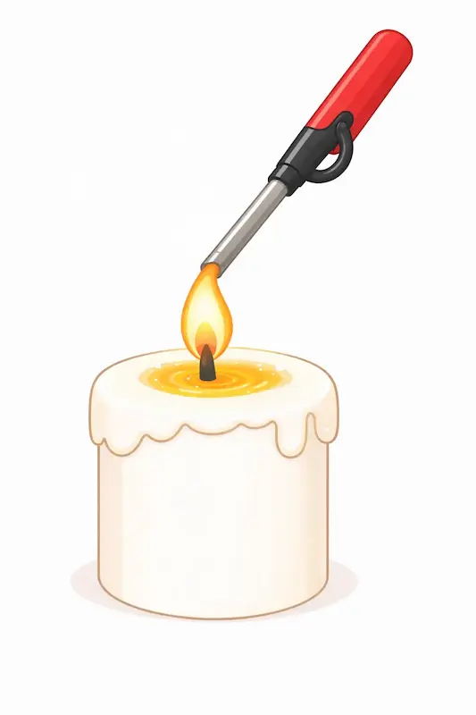 IPL脱毛の仕組みをロウソクに例えたイラスト。芯(毛根)だけでなく、周りのロウ(周辺組織やバルジ領域)を溶かして熱が伝わるイメージ。